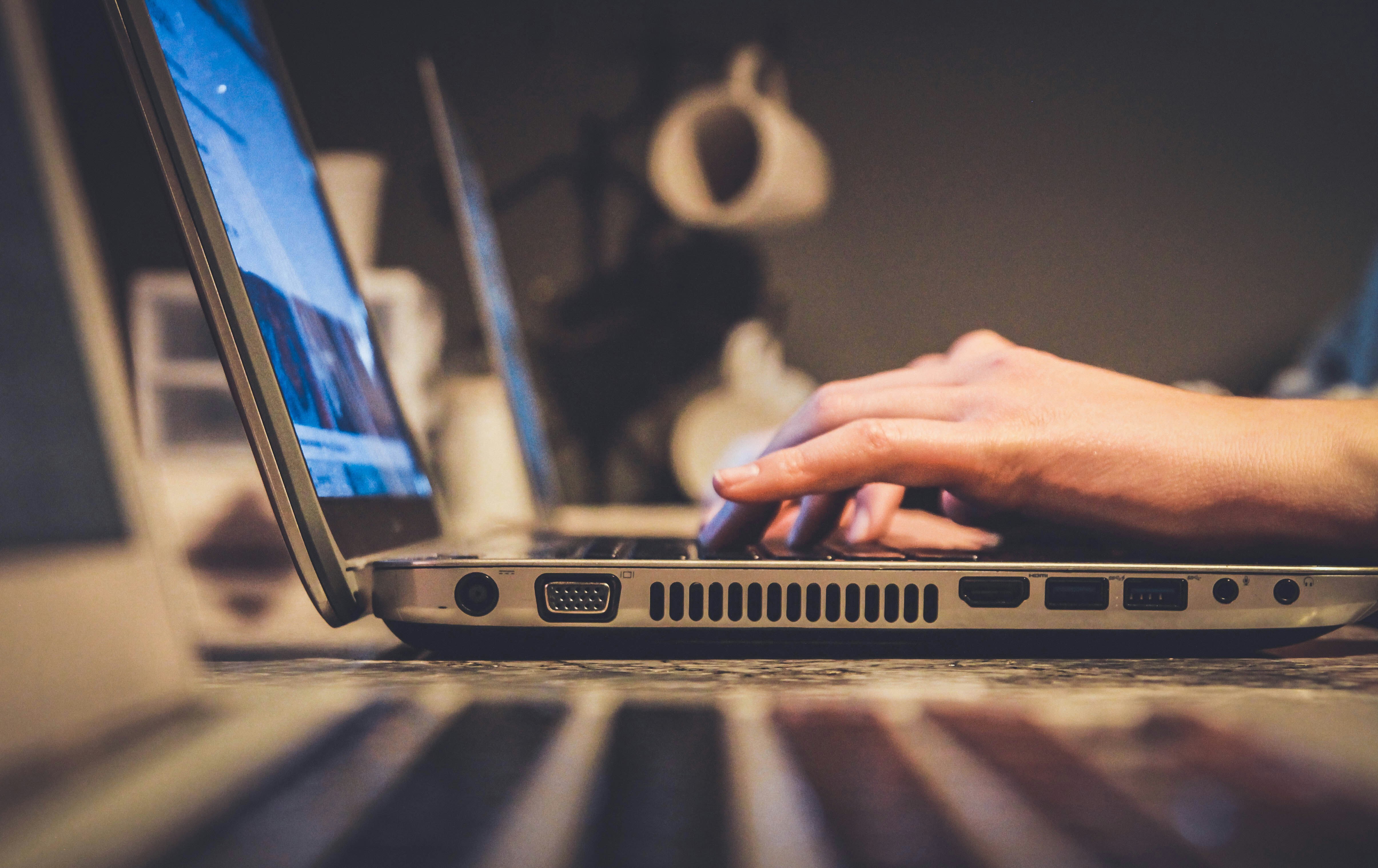 Online shopping using a laptop