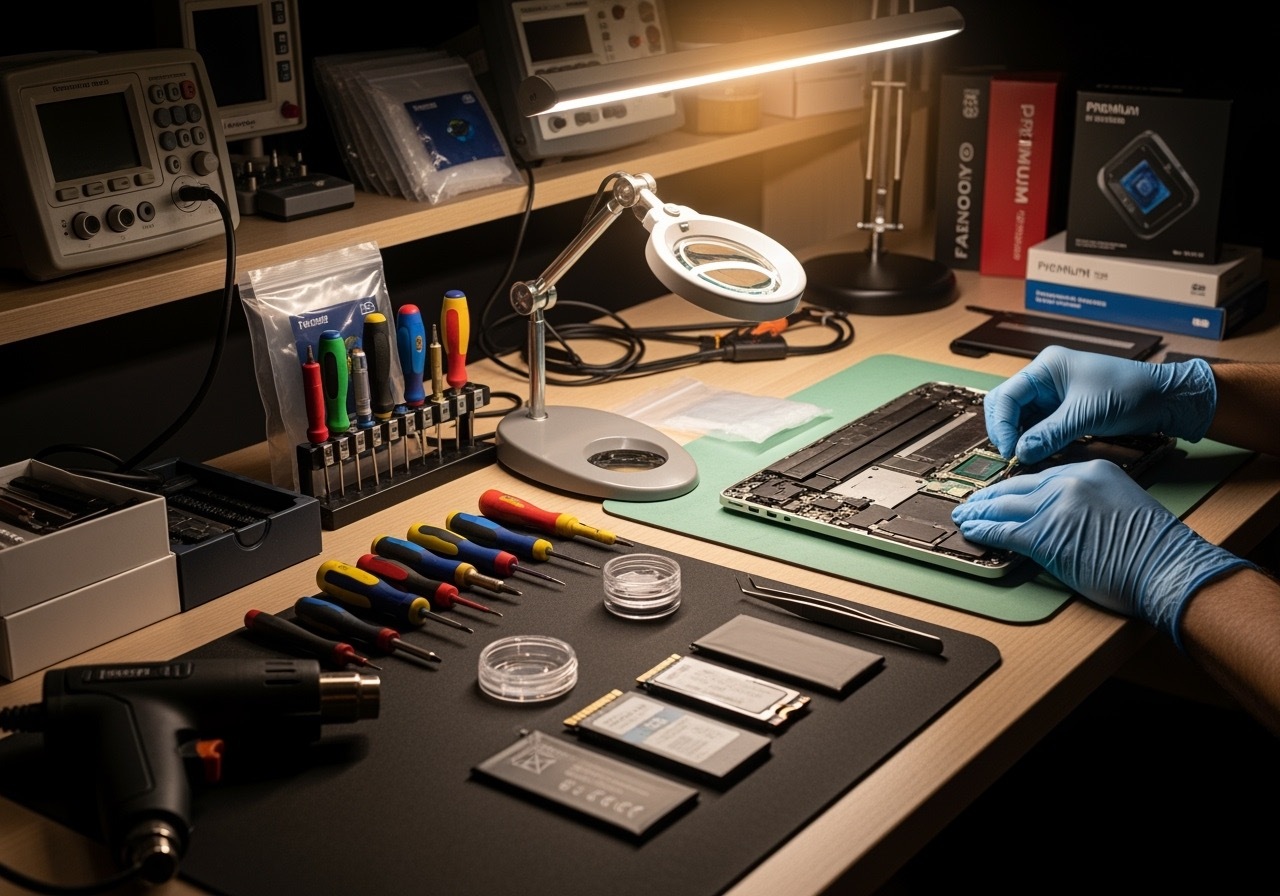 An image of a repair happening in a workshop